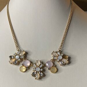 5/$15!Gold-Tone Floral Cluster Necklace with Pastel Gem Accents